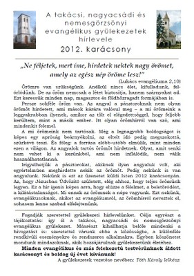 Gyülekezeti újság Takácsi 2012 karácsony - small